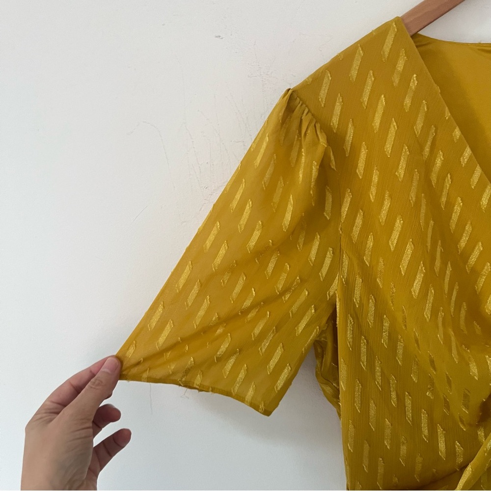 London Times NWT Gold Twist Front Midi Dress Size 12 - Picture 12 of 16